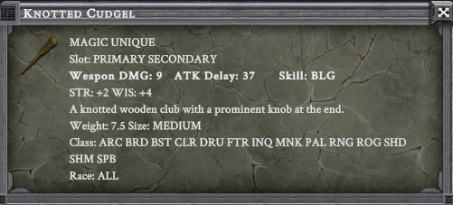 KNOTTED CUDGEL item card